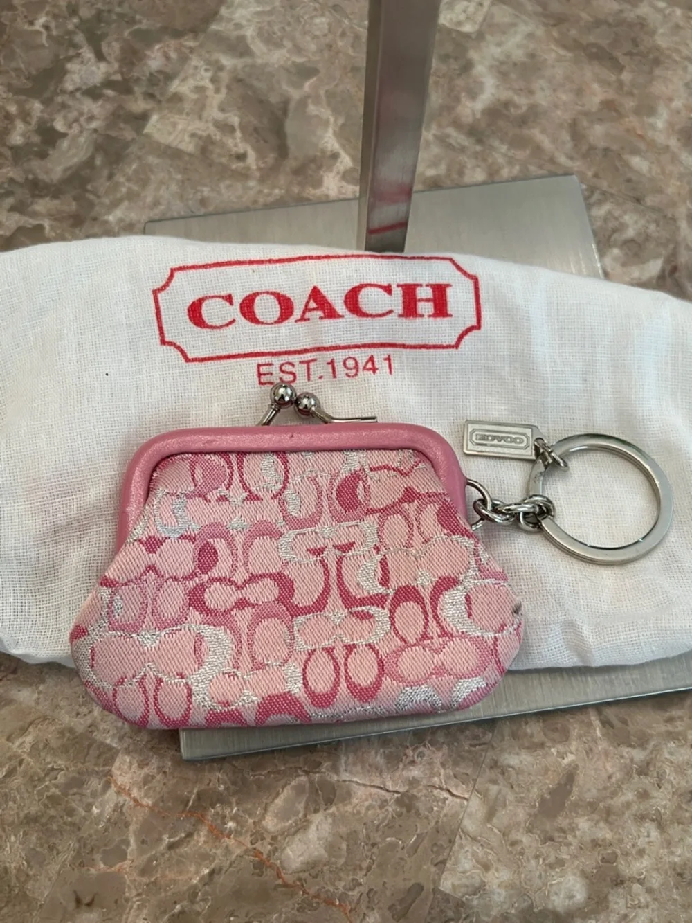 Coach Vintage Ltd. Ed Optic Lurex Mini Pink Signature Kisslock Coin Purse RARE - Picture 15 of 16